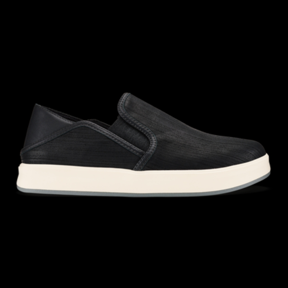 Olukai Ki‘ihele ‘Ili Women’s Leather Slip-On Shoes Black Size 9.5